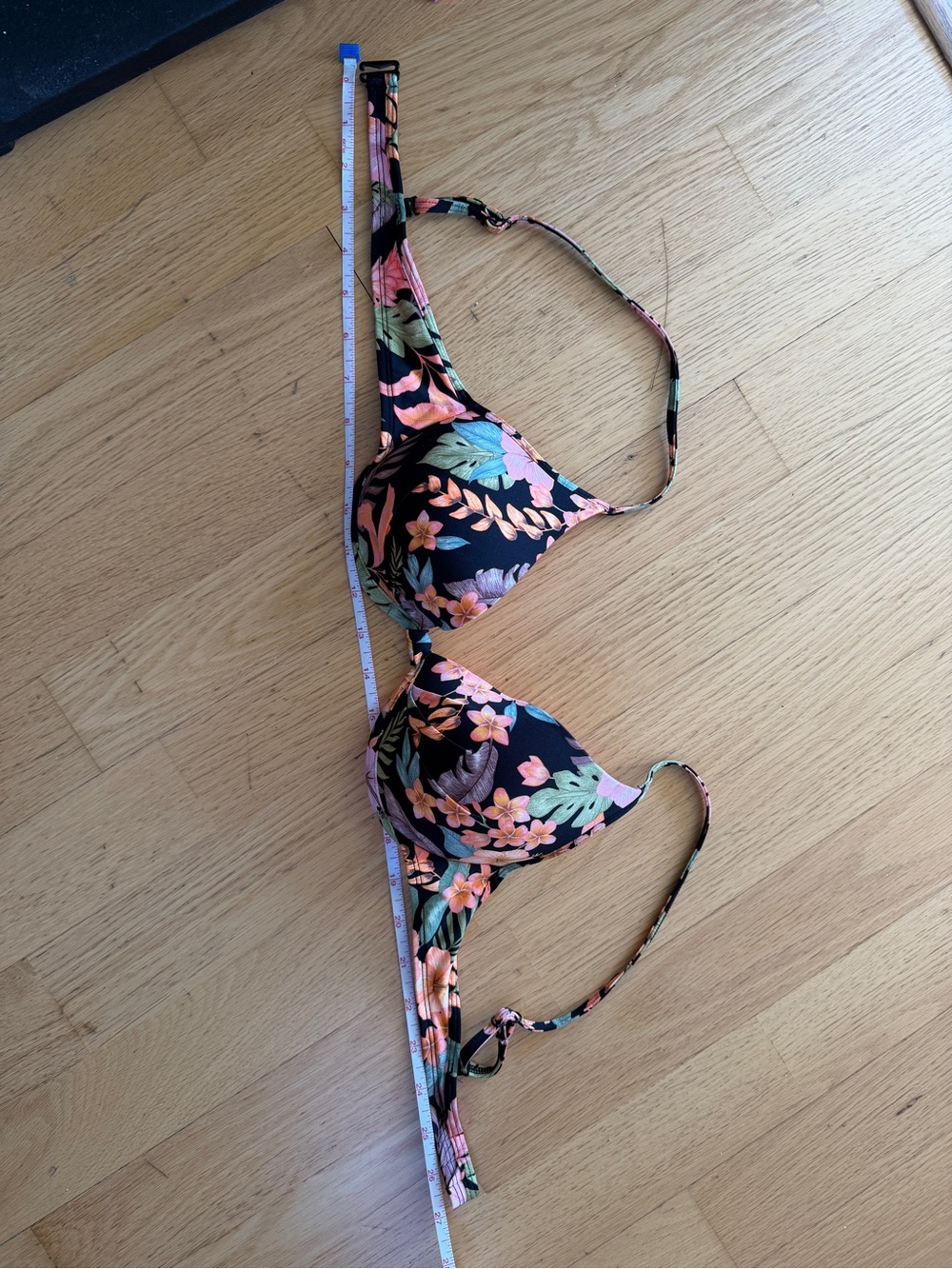 Body Glove Black Floral Push-Up Bikini Top in Pink & Green